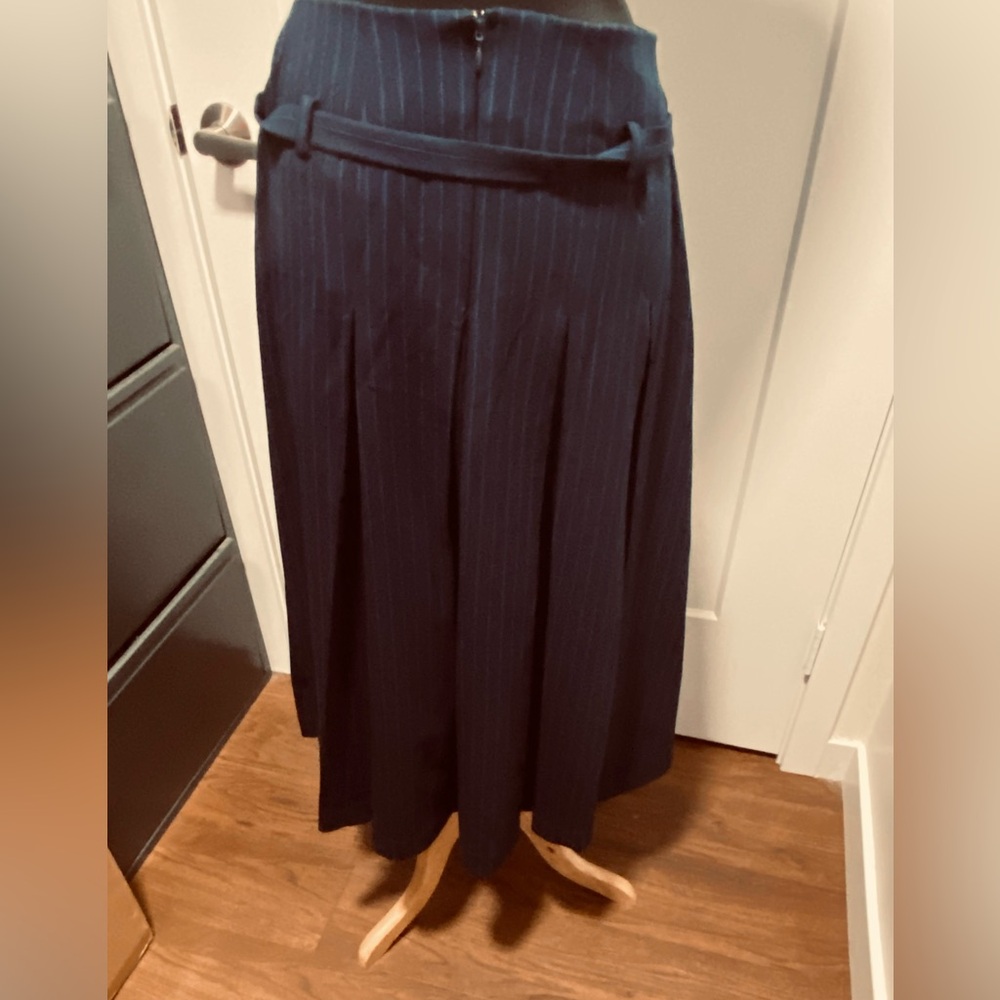 Pin striped pleated midi skirt